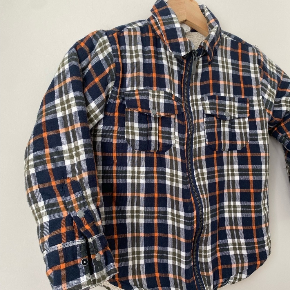 Tahari Boys Zip Up Plaid Fleece Shirt Jacket Size 6 - Picture 3 of 7